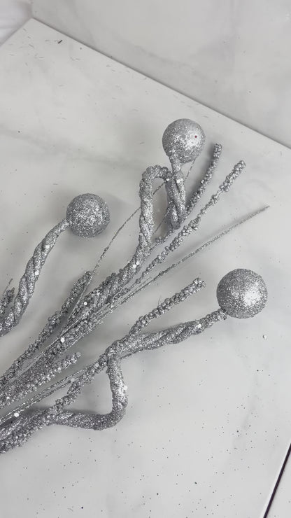 Silver Glittered Ball Curl Spray