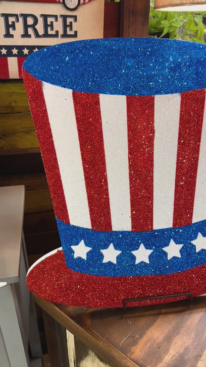 20 Inches Tall Glittered American Uncle Sam Hat
