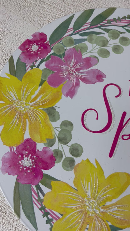 12 Inch Welcome Spring Glitter Metal Sign
