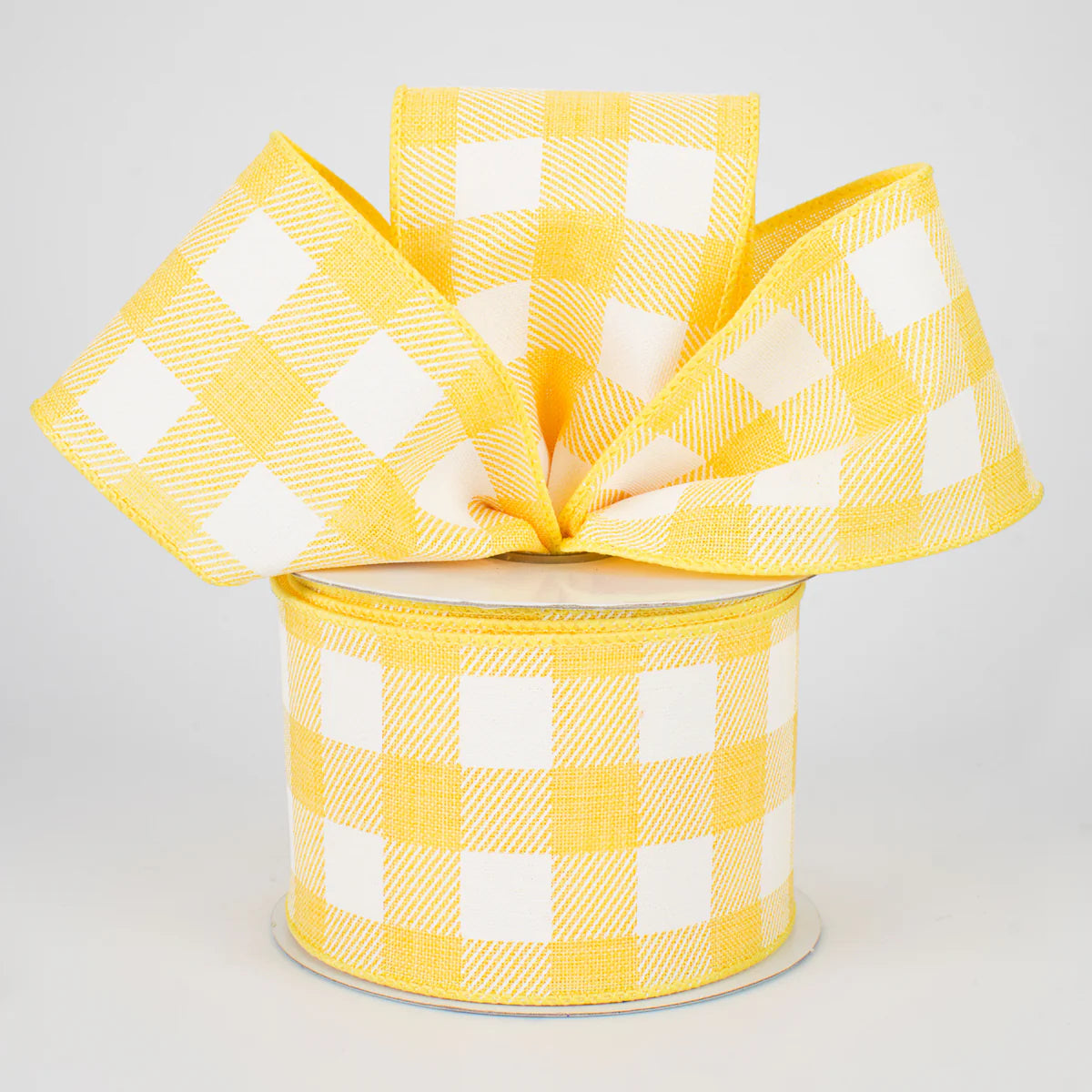 2.5 Inch By 10 Yard Yellow And White Check On Royal Ribbon