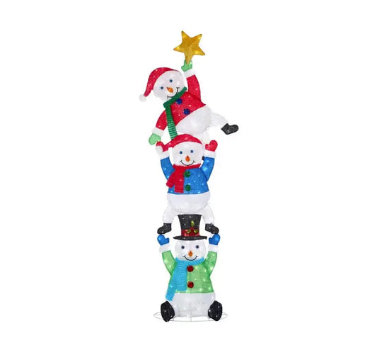 Home Accents Holiday 7ft Icicle Shimmer LED Stacked Snowman Open Box