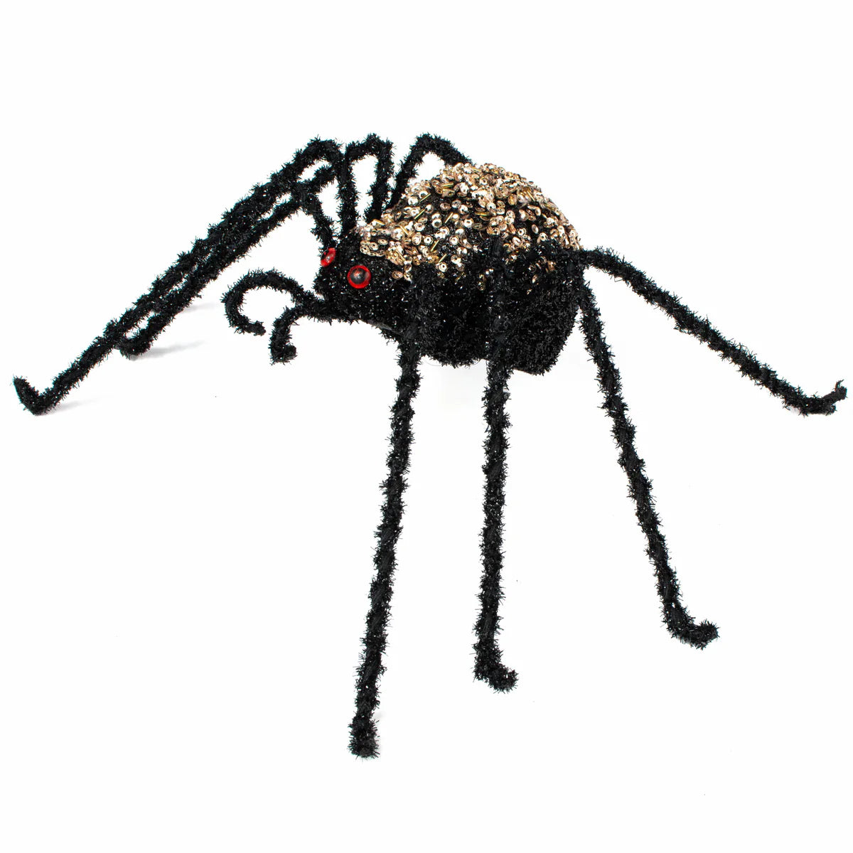 9 Inch Black And Champagne Beaded Spider