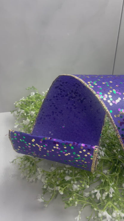 4 Inch Purple Glitter Sprinkled Ribbon