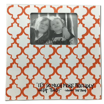 12 Inch Orange and White Damask Picture Frame