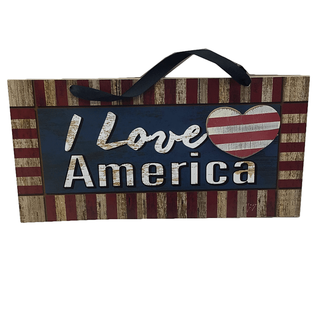 12 Inch By 6 Inch Love America Striped Sign Two Styles