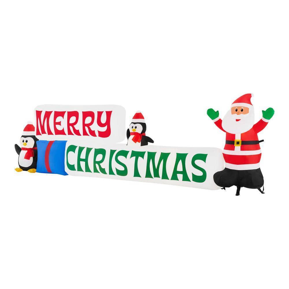 Home Accents Holiday 11.5 Foot Giant-Sized LED Merry Christmas Sign Inflatable  Open Box
