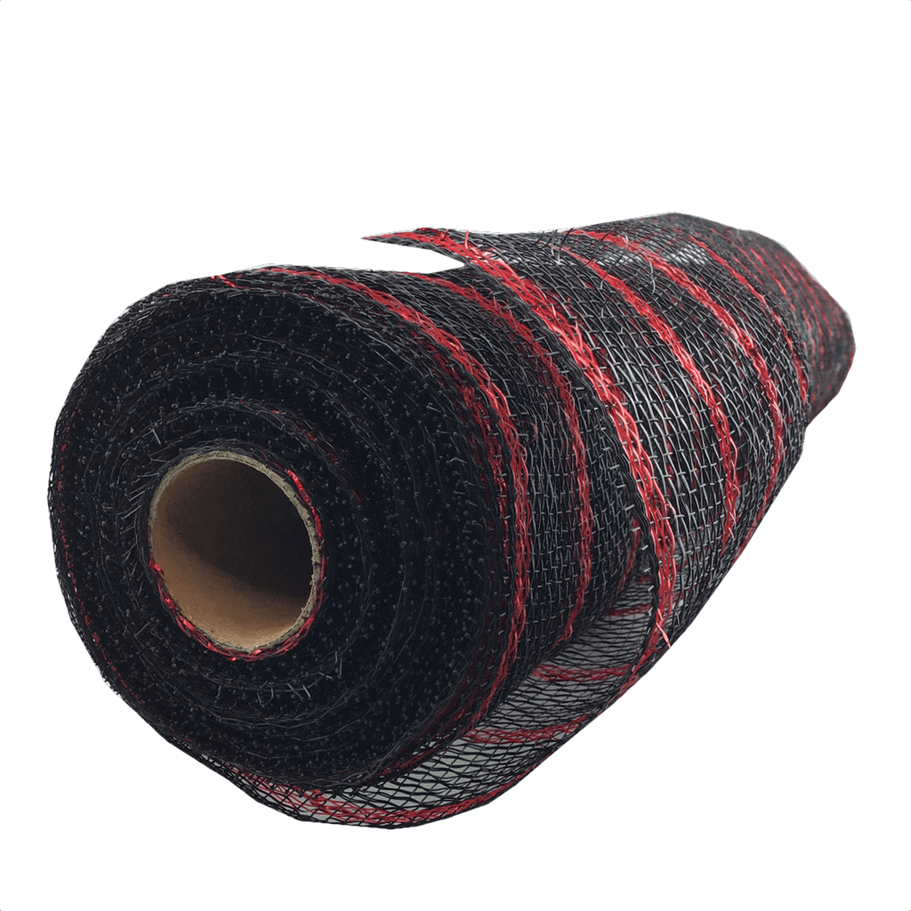 20 Inch by 10 Yards Designer Netting Black with Red Foil