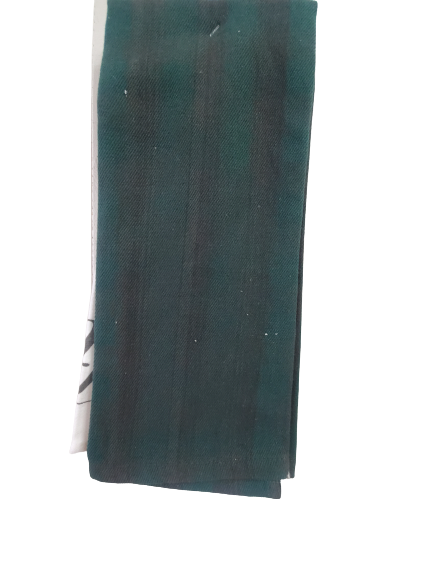 Dish Towel Set With Wrting And Green And Black Stripes