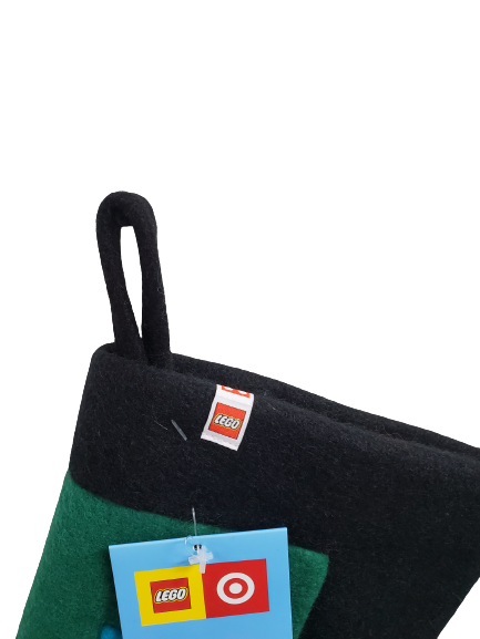 Lego 20 Inch Color Block Felt Stocking Blue Green And Gray