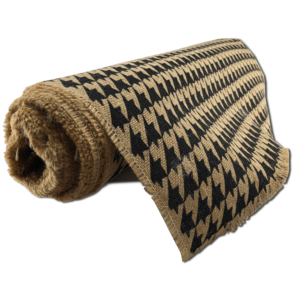 22 Inch by 10 Yards Designer Burlap Natural With Houndstooth Pattern