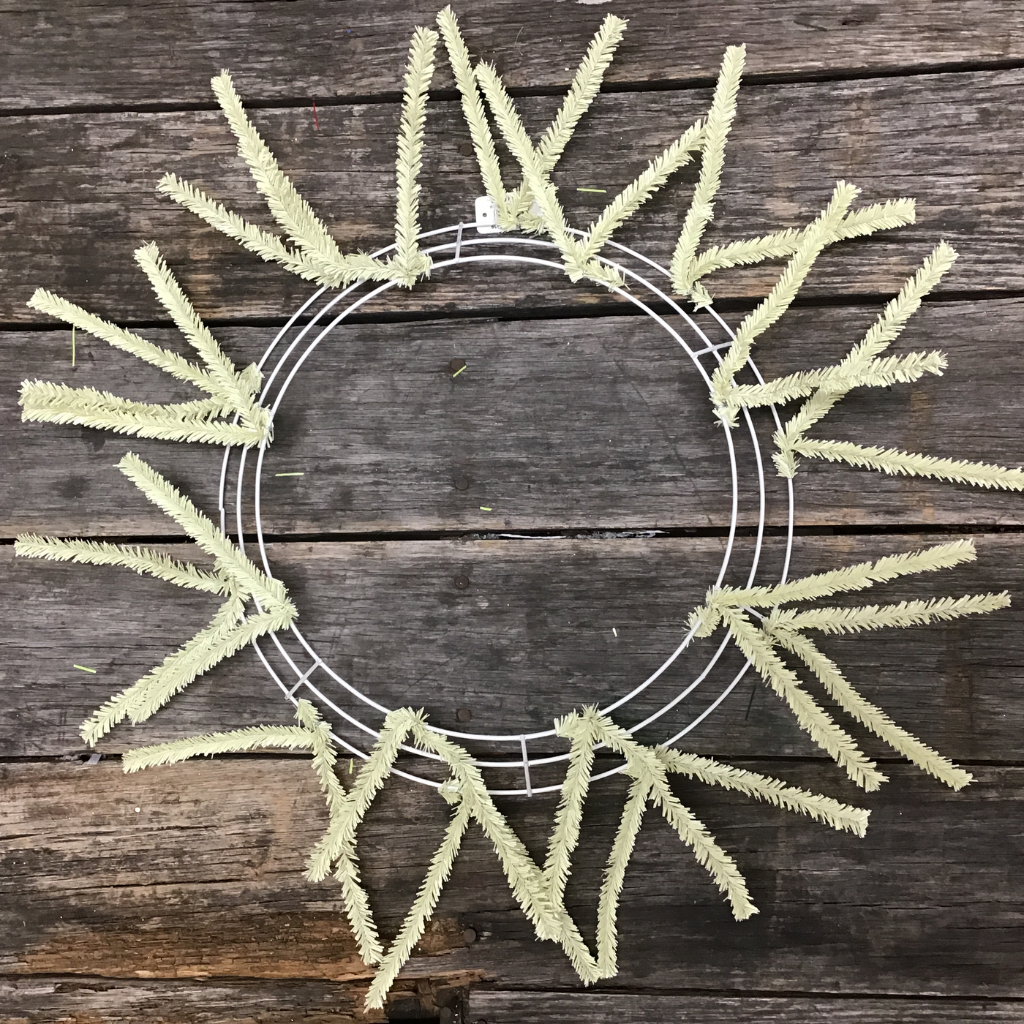 15 Inch Wired 24 Inch Oad Cream Pencil Work Wreath