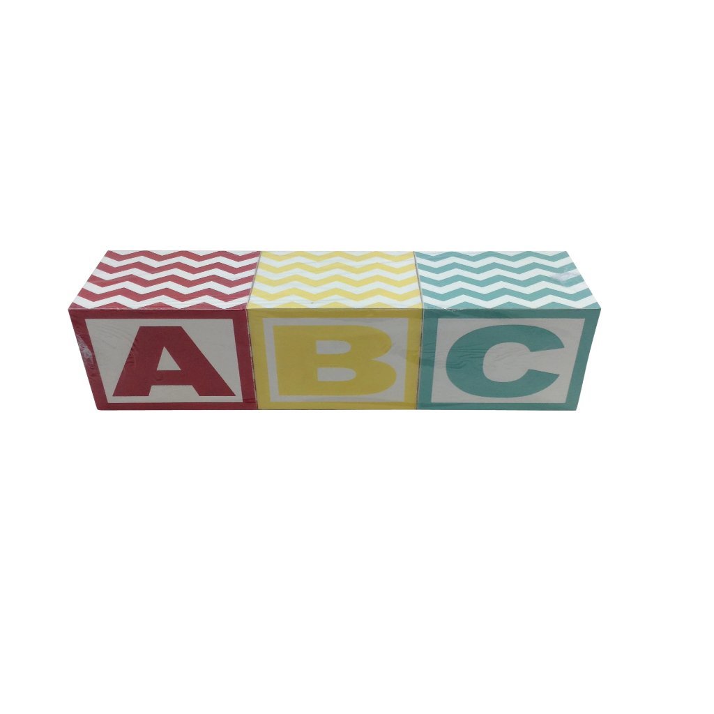3 Piece 6 Inch ABC Multicolor Chevron Blocks