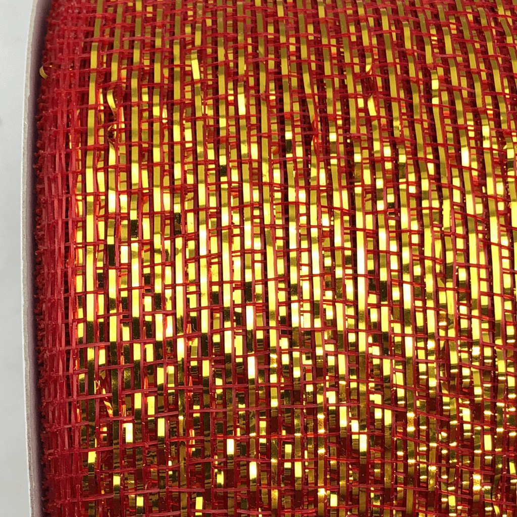 3 Inch by 20 Yards Designer Netting Red With Gold Glamour