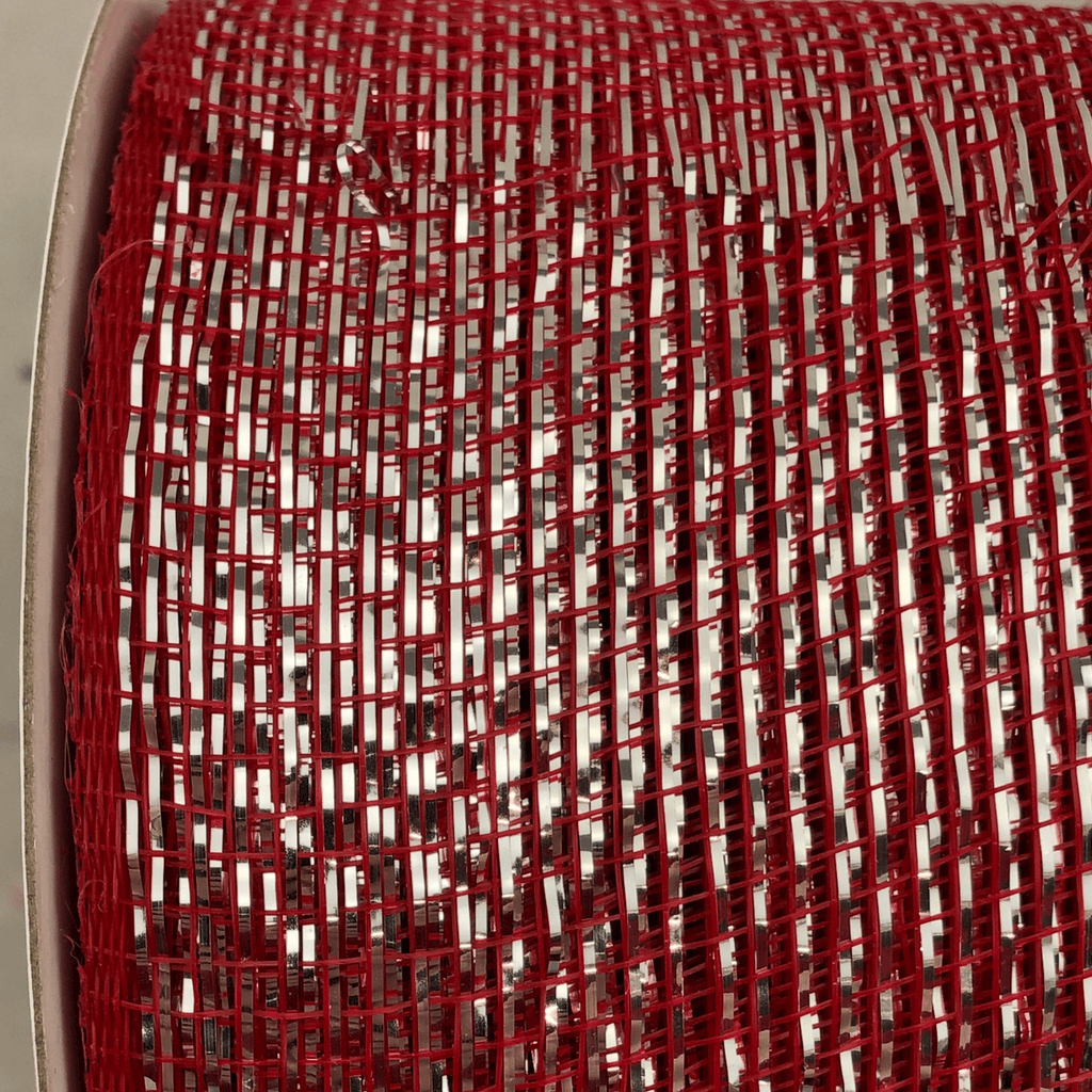 3 Inch by 20 Yards Red with Silver Glamour Designer Netting