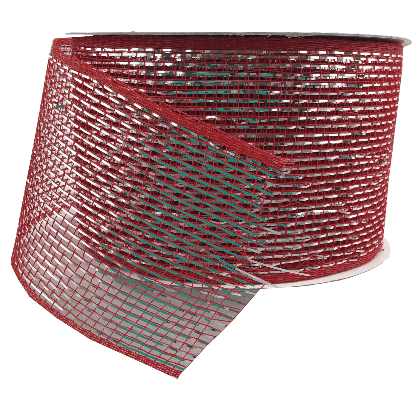 3 Inch by 20 Yards Designer Netting Red with Silver Glamour