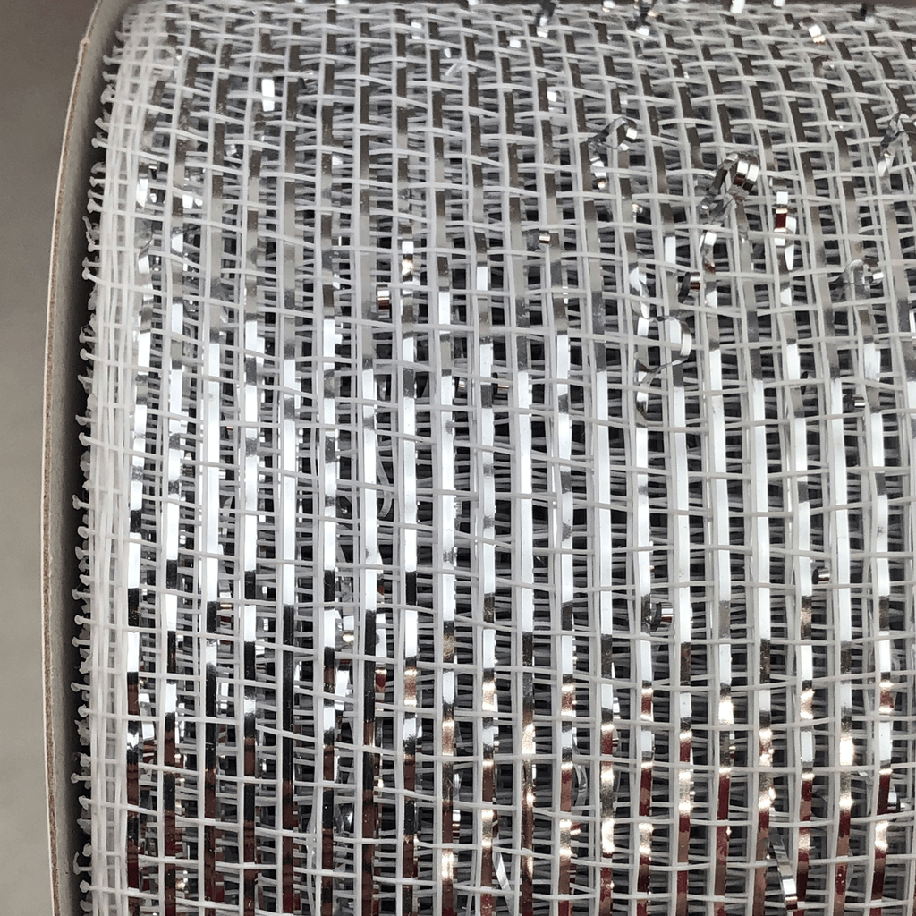 3 Inch by 20 Yards White with Silver Glamour Designer Netting