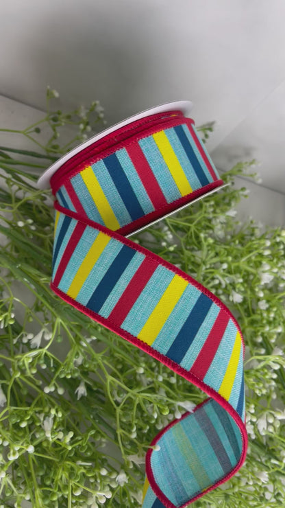 1.5 Inch Multicolored Horizontal Stripe Ribbon