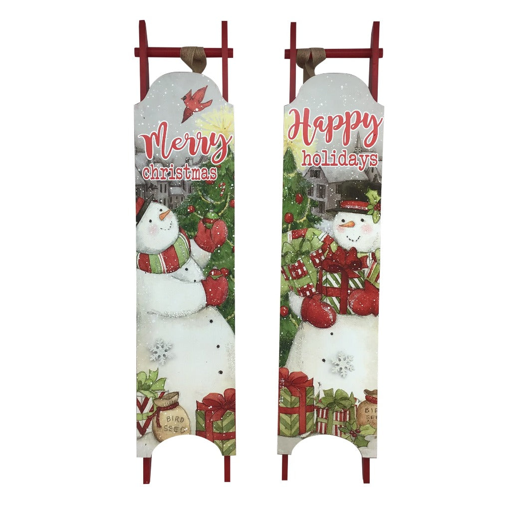 27.5 Inch Tall 6 Inch Wide Wood Holiday Sleigh