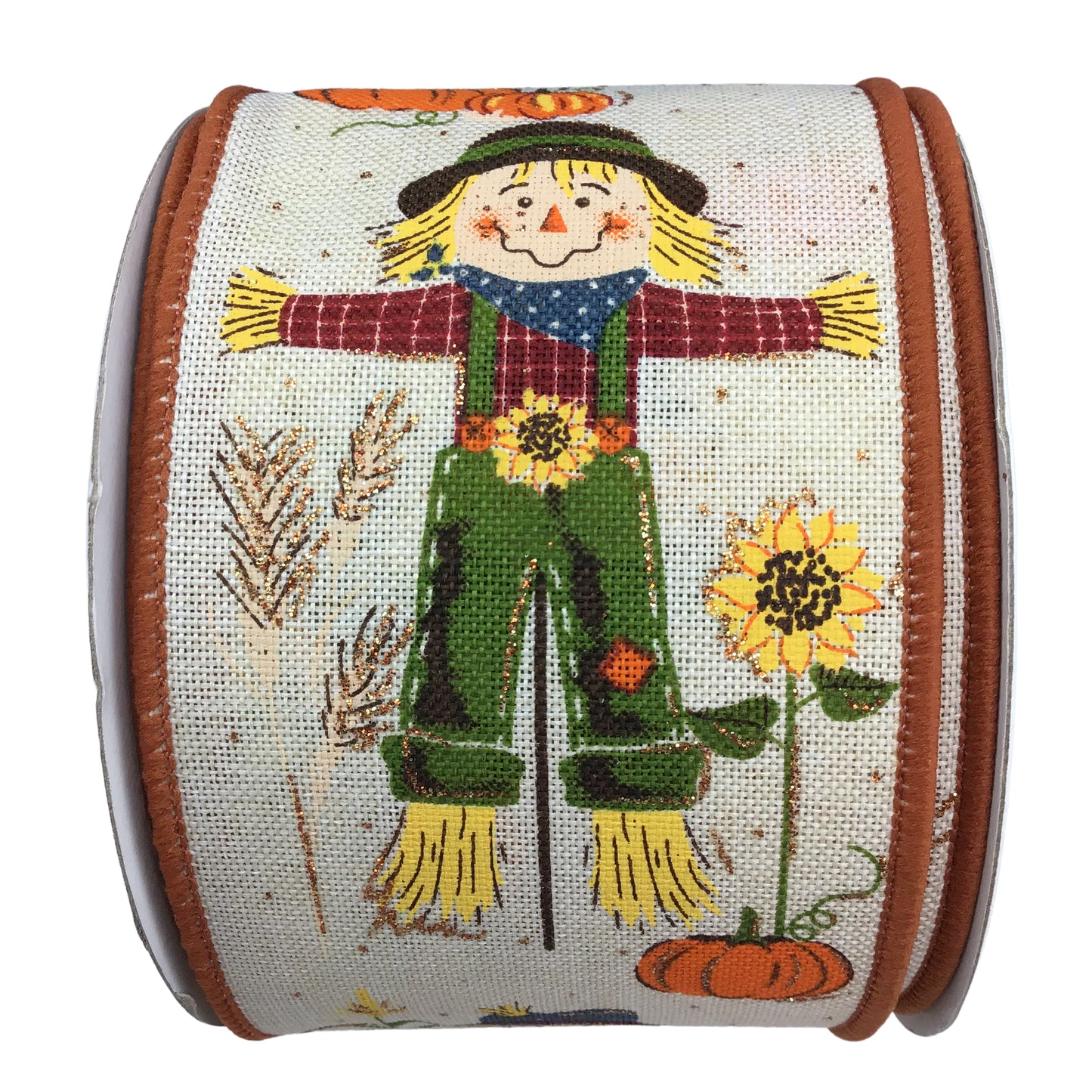 2.5 Inch By 10 Yard Scarecrow Ribbon With Glitter