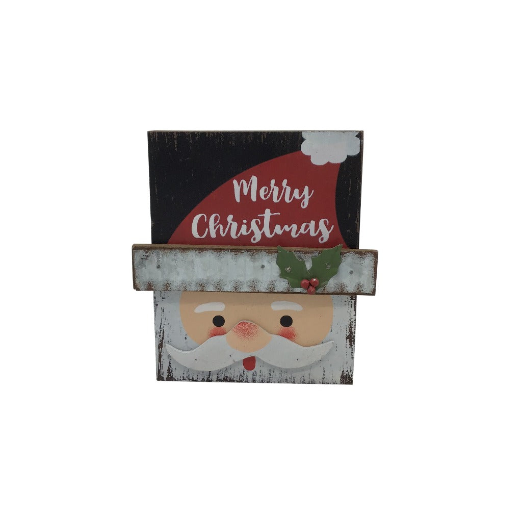 6 Inch x 4.75 Inch Wood Santa Block