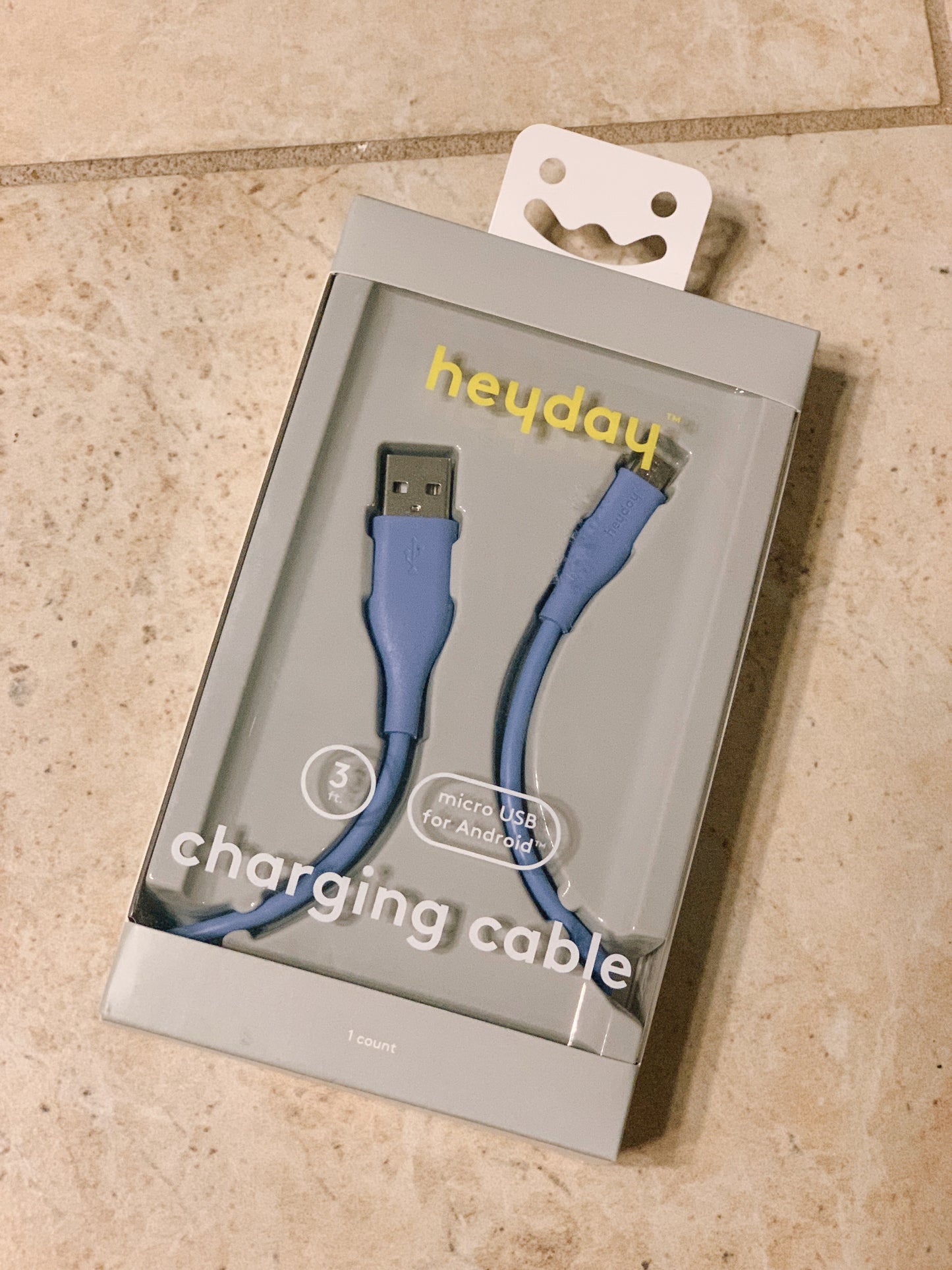 Heyday 3' Micro-USB to USB-A Round Cable Powder Blue