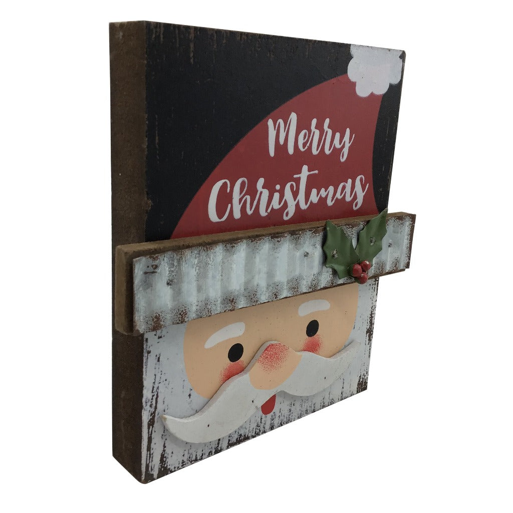 6 Inch x 4.75 Inch Wood Santa Block