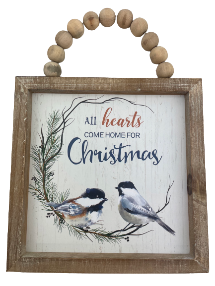 Christmas Saying Wood And Bead Hang Sign 3 Styles