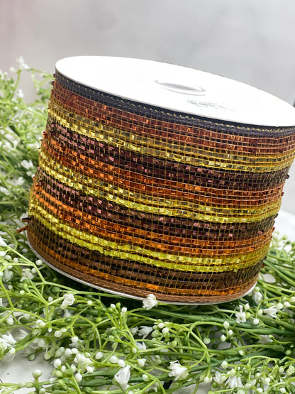4 Inch by 25 Yards Fall Colors Striped Netting