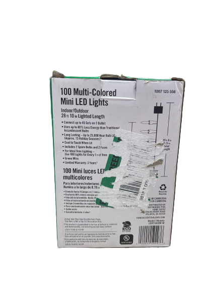 Home Accents Holiday 100 Multi-Colored Mini LED Lights Damaged Box