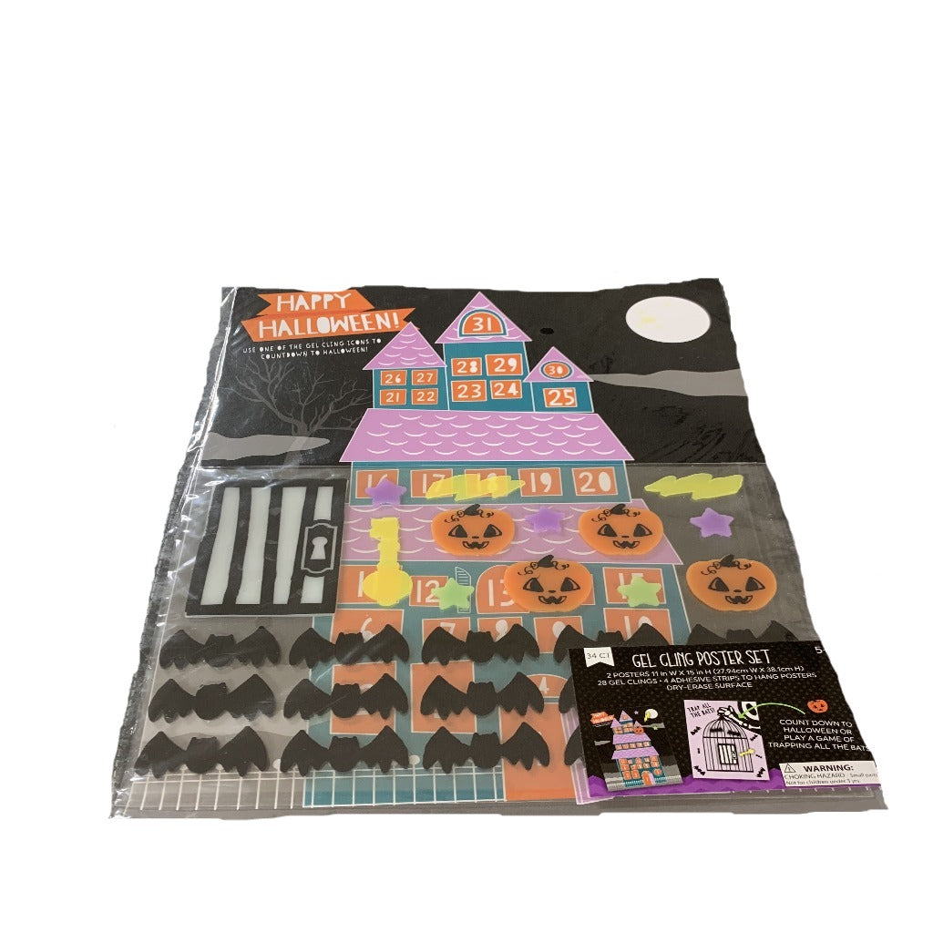Gel Cling Poster Set- Count Down till Halloween and Bats Game