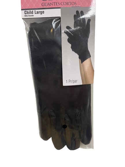 Black Short Child Gloves Size Large