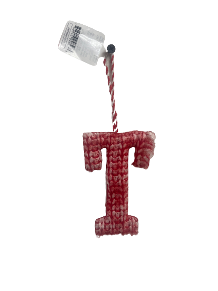 Red And White Knitted Initial Ornament