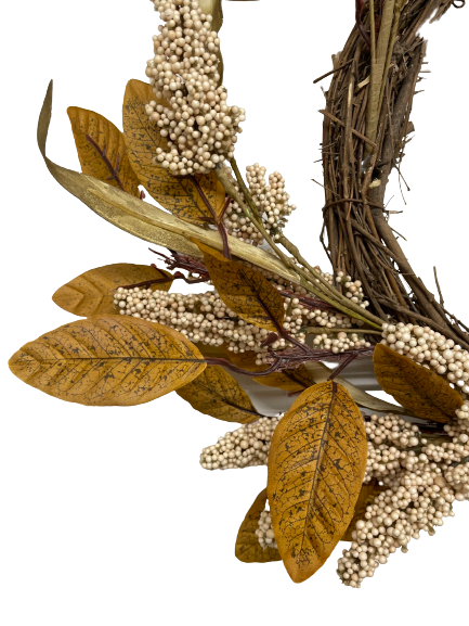 Fall Floral White Grass Wreath