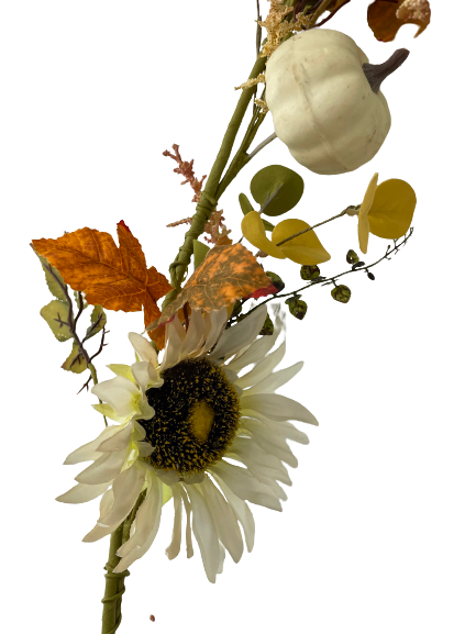 Floral White Pumpkin And Sunflower Garland