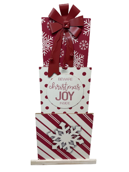Wood Red And White Holiday Word  Sign 3 Styles