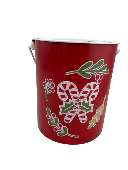 Enamel Candy Cane Pail Set of 2