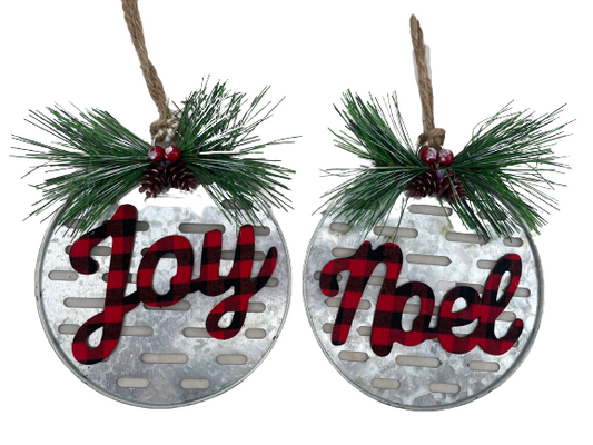 Metal Joy And Noel Ornament 2 Styles