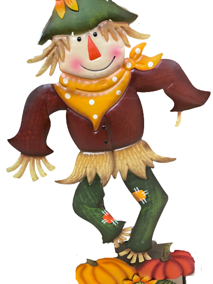 Metal Scarecrow with Pumpkin Stake