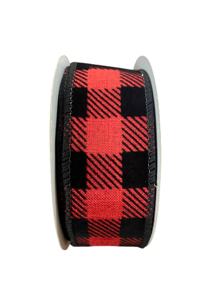 1.5 Inch Ribbon With Red and Black Plaid