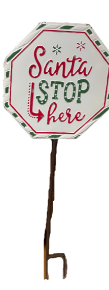 Enamel Santa Stop Stake 2 Styles