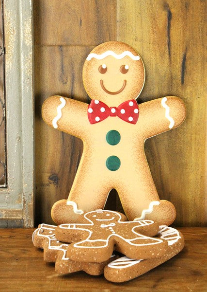 12 Inch Red And Green Metal Gingerbread Boy Sign