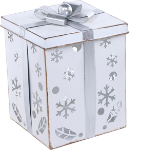 White And Silver Metal Gift Box Set Of 2
