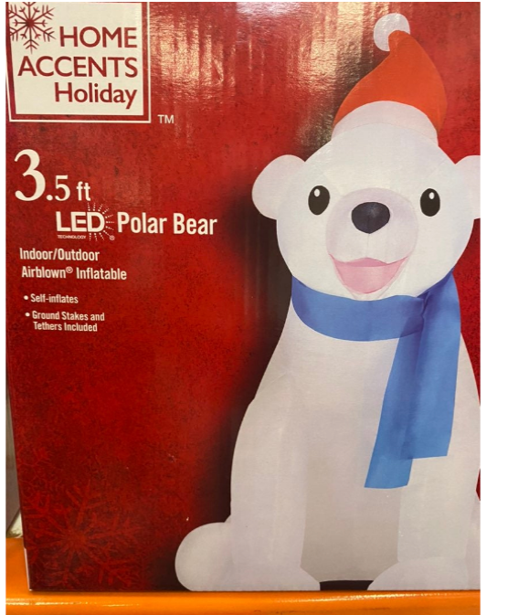 Home Accents Holiday 3.5 Foot LED Polar Bear Inflatable