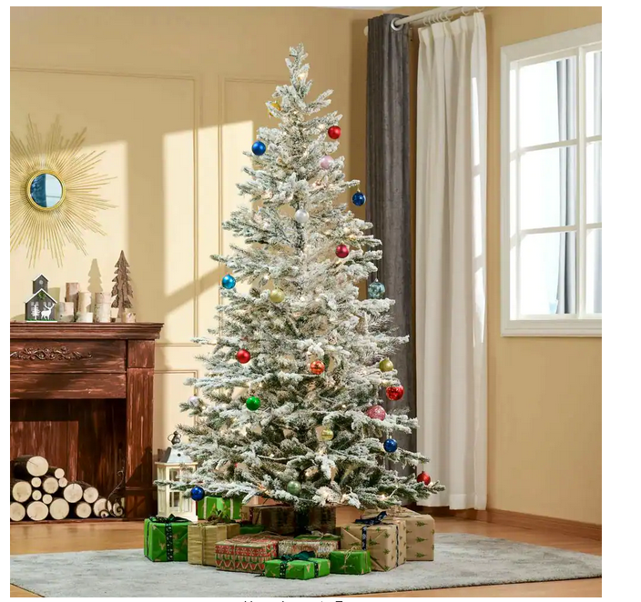 HOMCOM 7 Foot Snow Flocked LED Christmas Tree