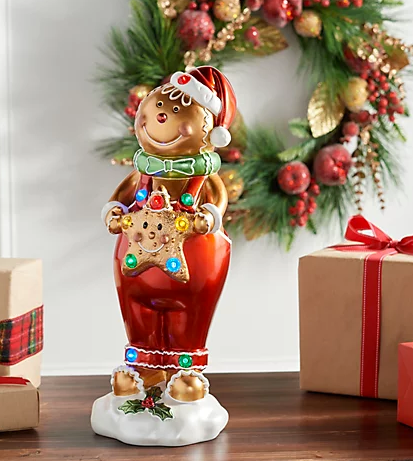 Kringle Express Resin Illuminated Gingerbread Man Holding Star