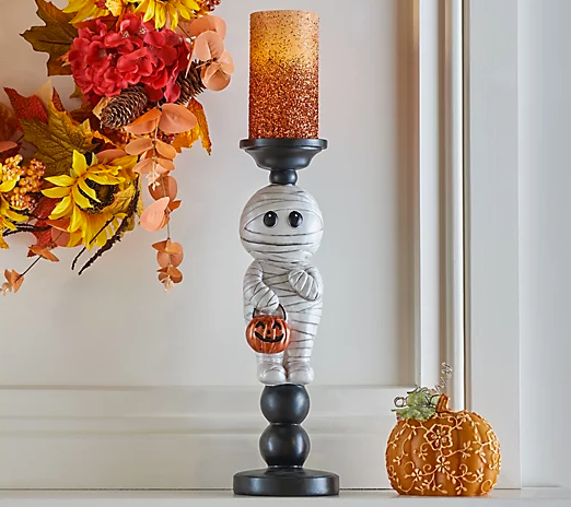 Hay & Harvest Mummy Pillar Holder With LED Candle