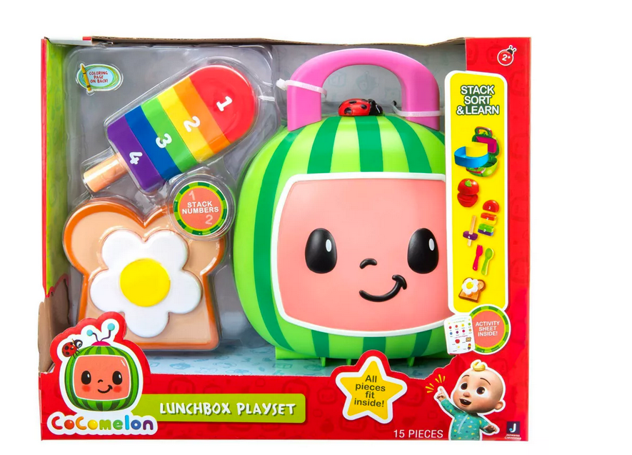 CoComelon Lunch Box Playset, lunch box, toy, apple, egg, food