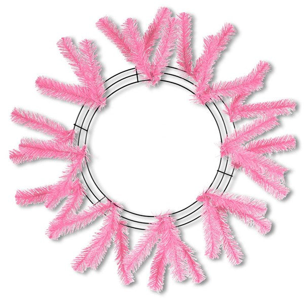 15 Inch Wire, 25 Inch Oad Pink Work Wreath
