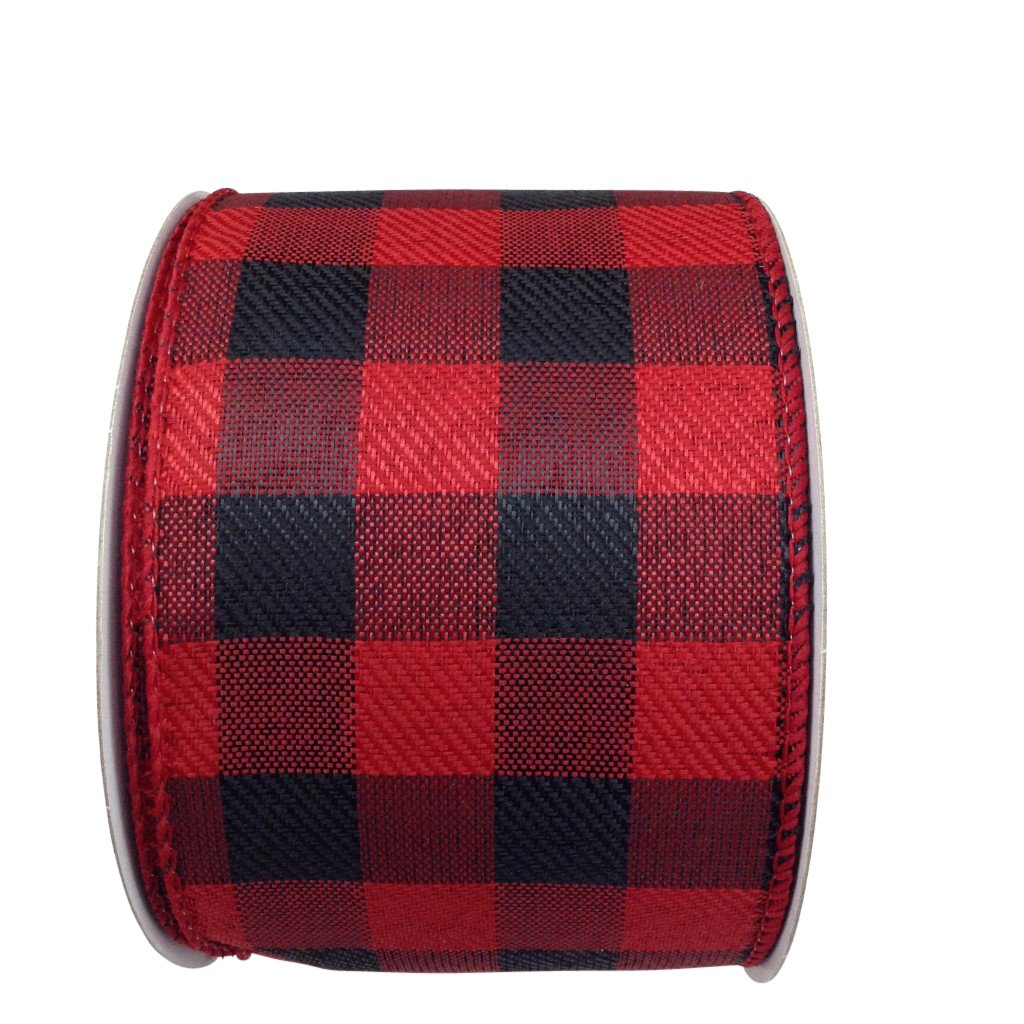 Black And Red Buffalo Plaid Ribbon 2.5 Inch