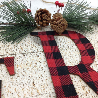 Buffalo Plaid Merry Wooden Sign